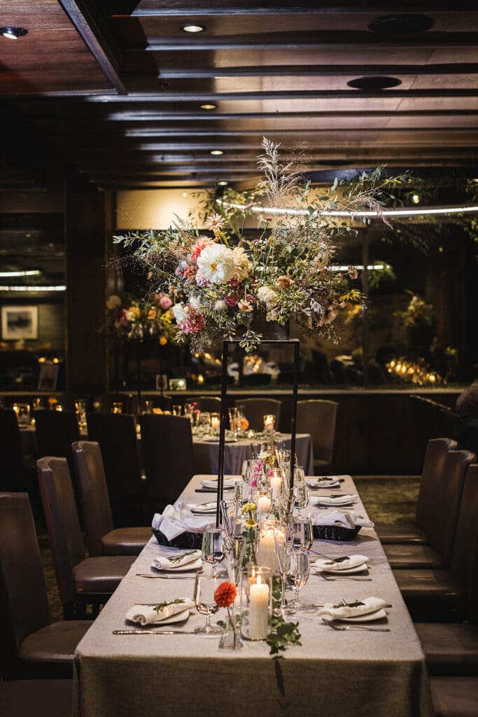 Parallax at Mammoth Mountain set up for a wedding reception.